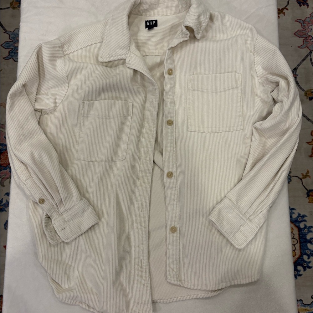 GAP Off-White Corduroy Button-Up Shirt